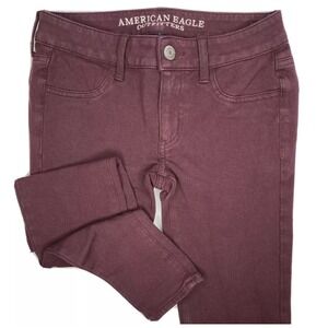 American Eagle Jegging Super Stretch Maroon AEO Knit Leggings Women Sz 2 Regular